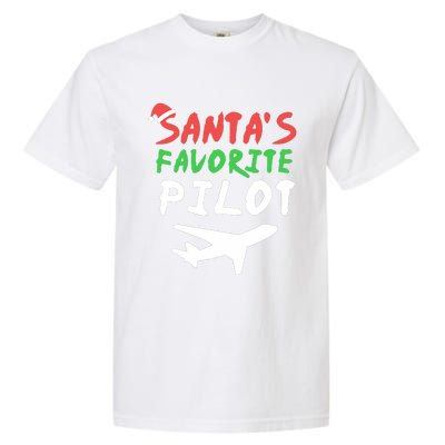 Santas Favorite Pilot Funny Christmas Santa Xmas Airline Garment-Dyed Heavyweight T-Shirt