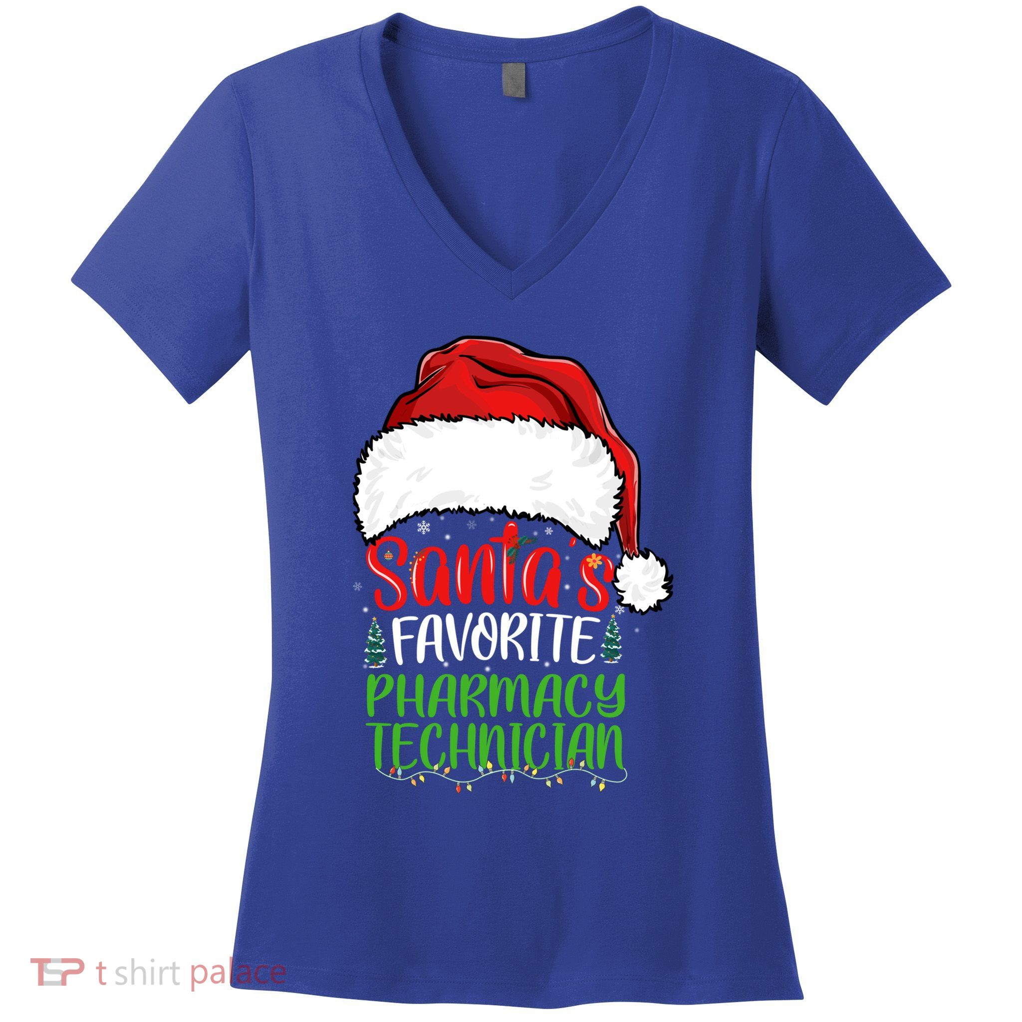 SantaS Favorite Pharmacy Technician Funny Christmas Great Gift Women's V-Neck T-Shirt