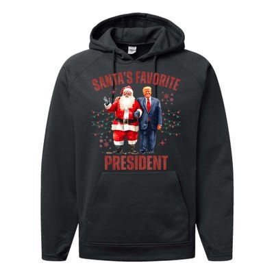 SantaS Favorite President Christmas Funny Trump Xmas Pajama Performance Fleece Hoodie