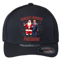 SantaS Favorite President Christmas Funny Trump Xmas Pajama Flexfit Unipanel Trucker Cap