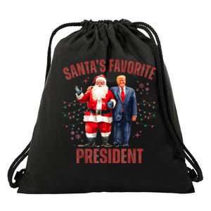 SantaS Favorite President Christmas Funny Trump Xmas Pajama Drawstring Bag