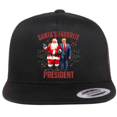 SantaS Favorite President Christmas Funny Trump Xmas Pajama Flat Bill Trucker Hat