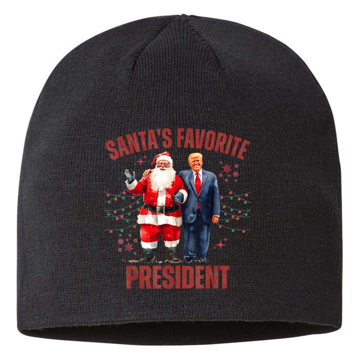 SantaS Favorite President Christmas Funny Trump Xmas Pajama Sustainable Beanie