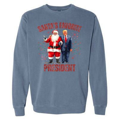 SantaS Favorite President Christmas Funny Trump Xmas Pajama Garment-Dyed Sweatshirt