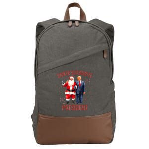 SantaS Favorite President Christmas Funny Trump Xmas Pajama Cotton Canvas Backpack