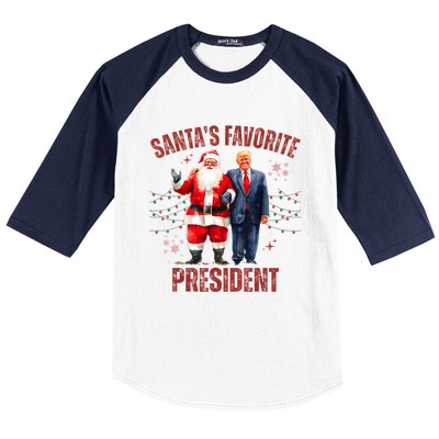 SantaS Favorite President Christmas Funny Trump Xmas Pajama Baseball Sleeve Shirt