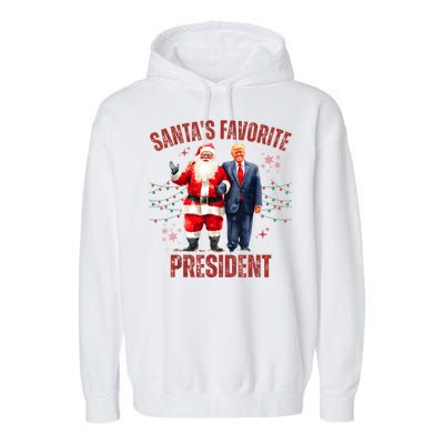 SantaS Favorite President Christmas Funny Trump Xmas Pajama Garment-Dyed Fleece Hoodie