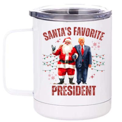 SantaS Favorite President Christmas Funny Trump Xmas Pajama 12 oz Stainless Steel Tumbler Cup