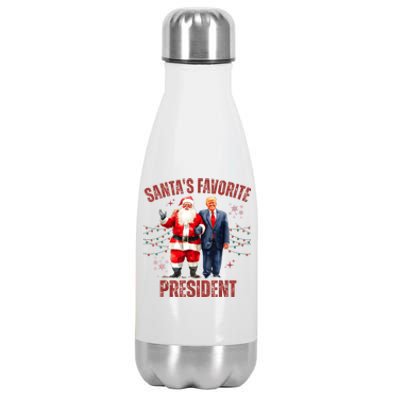 SantaS Favorite President Christmas Funny Trump Xmas Pajama Stainless Steel Insulated Water Bottle