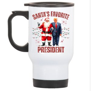 SantaS Favorite President Christmas Funny Trump Xmas Pajama Stainless Steel Travel Mug