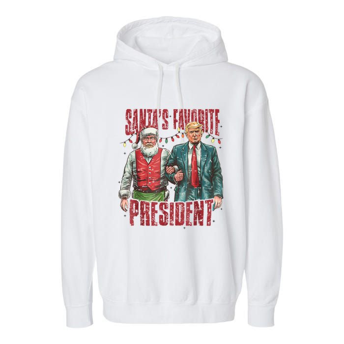 Santas Favorite President Trump Ill Be Home For Christmas Garment-Dyed Fleece Hoodie