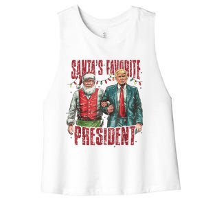 Santas Favorite President Trump Ill Be Home For Christmas Women's Racerback Cropped Tank