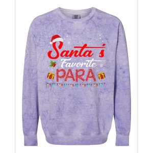 Santa's Favorite Para Christmas Paraprofessional Teacher Colorblast Crewneck Sweatshirt