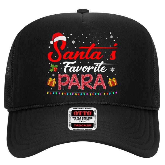 Santa's Favorite Para Christmas Paraprofessional Teacher High Crown Mesh Back Trucker Hat