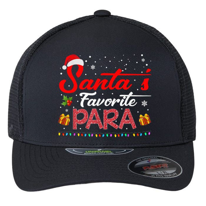 Santa's Favorite Para Christmas Paraprofessional Teacher Flexfit Unipanel Trucker Cap