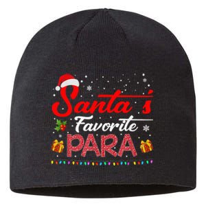 Santa's Favorite Para Christmas Paraprofessional Teacher Sustainable Beanie