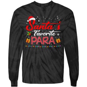 Santa's Favorite Para Christmas Paraprofessional Teacher Tie-Dye Long Sleeve Shirt