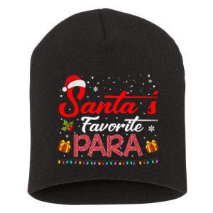 Santa's Favorite Para Christmas Paraprofessional Teacher Short Acrylic Beanie