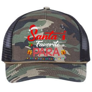 Santa's Favorite Para Christmas Paraprofessional Teacher Retro Rope Trucker Hat Cap