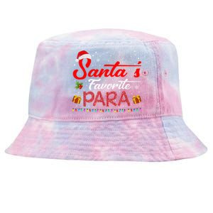 Santa's Favorite Para Christmas Paraprofessional Teacher Tie-Dyed Bucket Hat