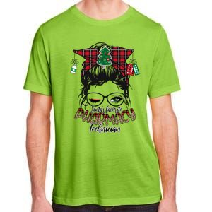 SantaS Favorite Pharmacy Technician Messy Bun Christmas Gift Adult ChromaSoft Performance T-Shirt