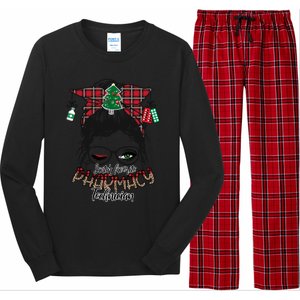 SantaS Favorite Pharmacy Technician Messy Bun Christmas Gift Long Sleeve Pajama Set