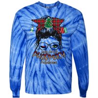 SantaS Favorite Pharmacy Technician Messy Bun Christmas Gift Tie-Dye Long Sleeve Shirt