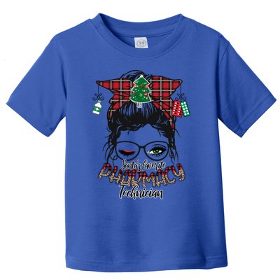 SantaS Favorite Pharmacy Technician Messy Bun Christmas Gift Toddler T-Shirt