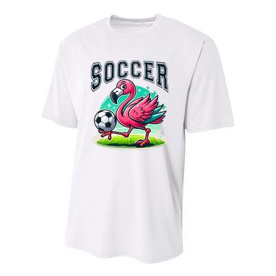 Soccer Flamingo Playing Soccer Youth Performance Sprint T-Shirt