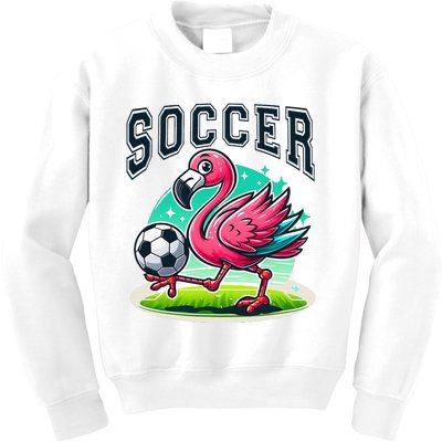 Soccer Flamingo Playing Soccer Kids Sweatshirt