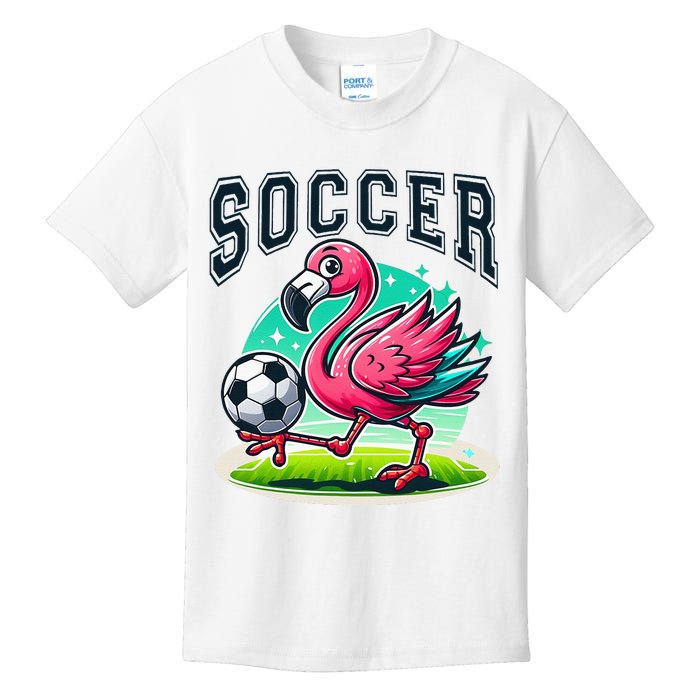 Soccer Flamingo Playing Soccer Kids T-Shirt