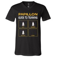 S Funny Papillon Guide To Training Dog Obedience Trainer Vneck V-Neck T-Shirt