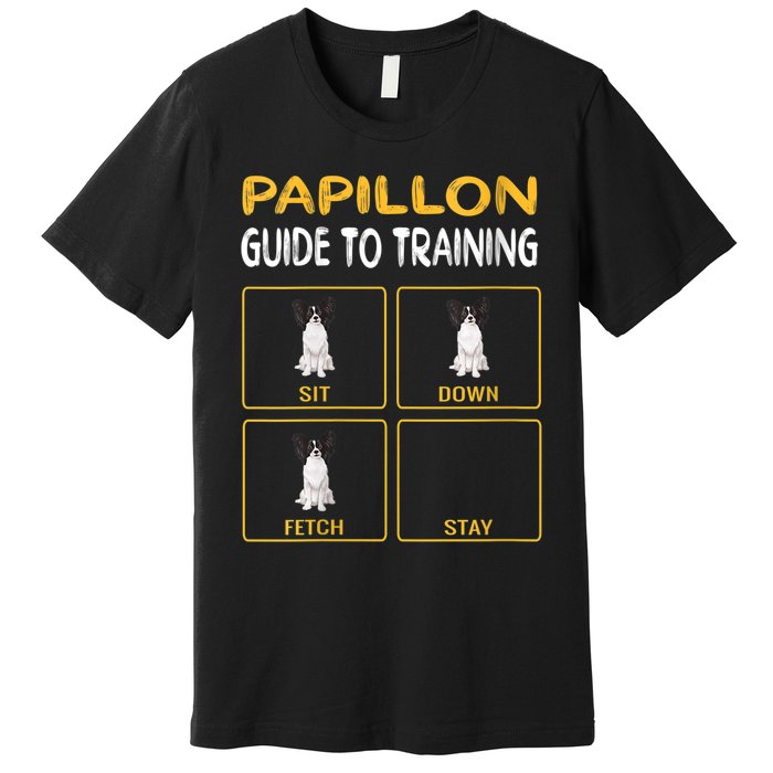 S Funny Papillon Guide To Training Dog Obedience Trainer Vneck Premium T-Shirt