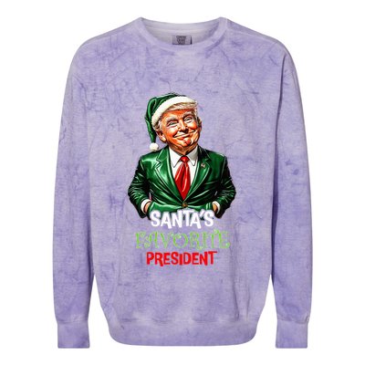 Santas Favorite President Santa Trump 2024 Christmas Colorblast Crewneck Sweatshirt