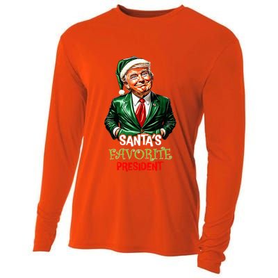 Santas Favorite President Santa Trump 2024 Christmas Cooling Performance Long Sleeve Crew