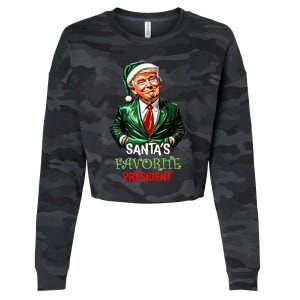 Santas Favorite President Santa Trump 2024 Christmas Cropped Pullover Crew