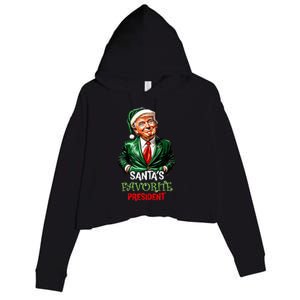 Santas Favorite President Santa Trump 2024 Christmas Crop Fleece Hoodie