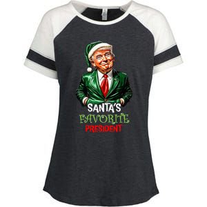 Santas Favorite President Santa Trump 2024 Christmas Enza Ladies Jersey Colorblock Tee