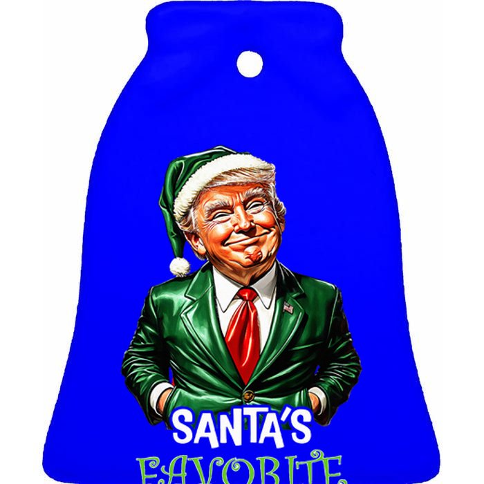 Santas Favorite President Santa Trump 2024 Christmas Ceramic Bell Ornament