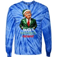 Santas Favorite President Santa Trump 2024 Christmas Tie-Dye Long Sleeve Shirt