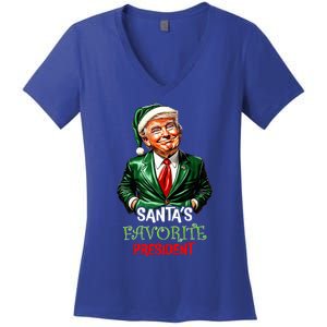 Santas Favorite President Santa Trump 2024 Christmas Women's V-Neck T-Shirt