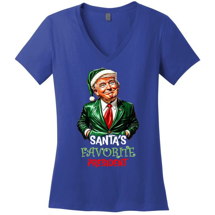 Santas Favorite President Santa Trump 2024 Christmas Women's V-Neck T-Shirt