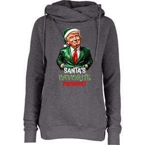 Santas Favorite President Santa Trump 2024 Christmas Womens Funnel Neck Pullover Hood