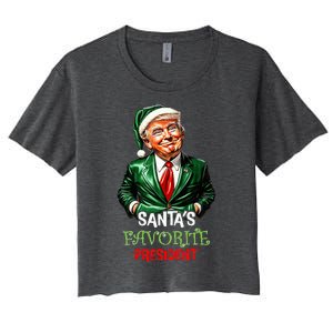 Santas Favorite President Santa Trump 2024 Christmas Women's Crop Top Tee