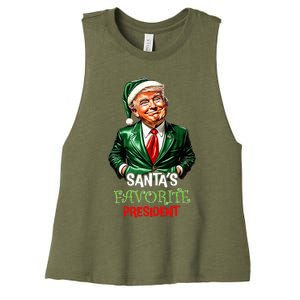 Santas Favorite President Santa Trump 2024 Christmas Women's Racerback Cropped Tank