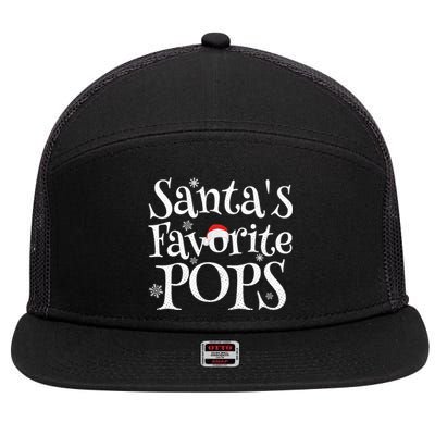 SantaS Favorite Pops Santa Claus Christmas Gift Grandpa Gift 7 Panel Mesh Trucker Snapback Hat