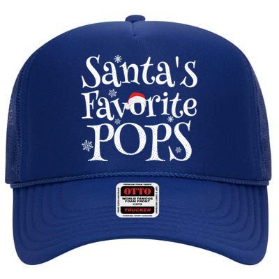 SantaS Favorite Pops Santa Claus Christmas Gift Grandpa Gift High Crown Mesh Back Trucker Hat