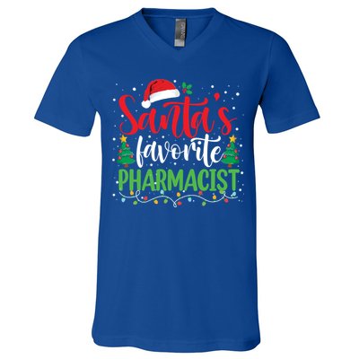 SantaS Favorite Pharmacist Christmas Nursing Santa Hat Gift V-Neck T-Shirt