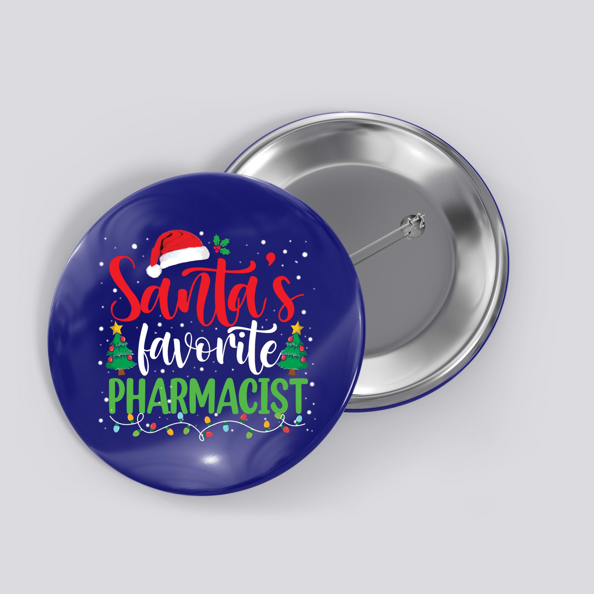 SantaS Favorite Pharmacist Christmas Nursing Santa Hat Gift Button