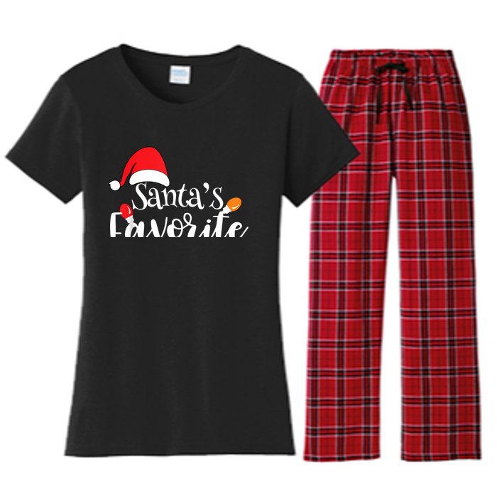 SantaS Favorite Pto Christmas Lights Santa Hat Women's Flannel Pajama Set